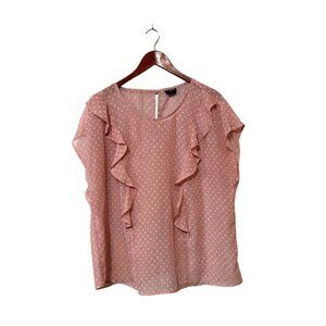 Torrid Pink Polka Dot Ruffle Sleeve Blouse Size 1 Womens Lightweight Top